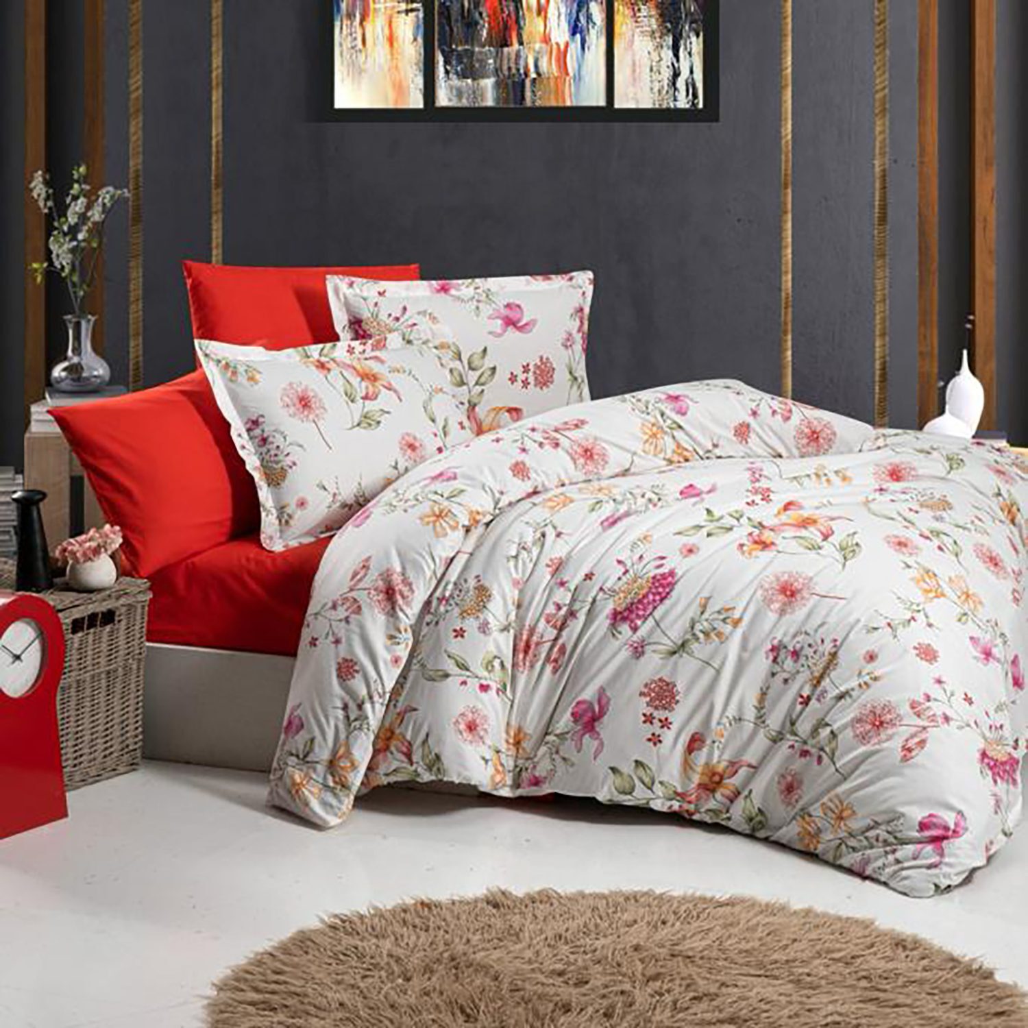 Lenjerie de pat ranforce Clasy King size, Model 15579 Lenjerie de pat ranforce Clasy King size, Model 15579