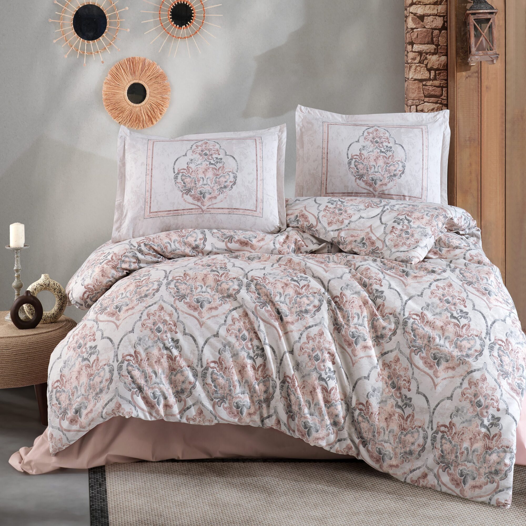 Lenjerie de pat ranforce Clasy King size, Model 15593 Lenjerie de pat ranforce Clasy King size, Model 15593