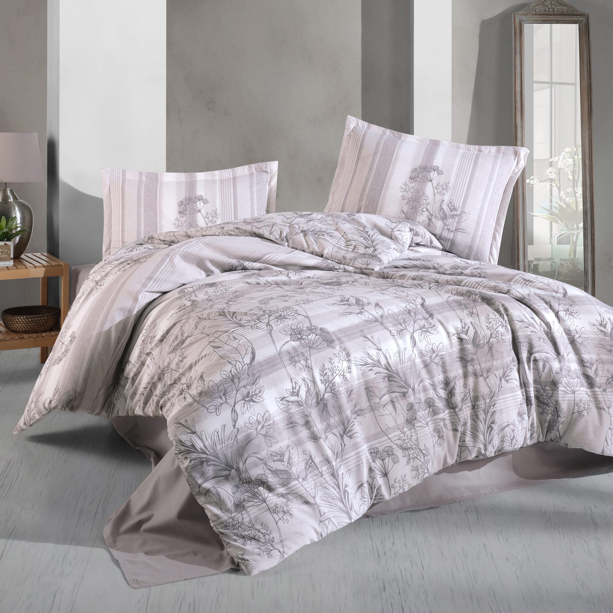 Lenjerie de pat ranforce Clasy King size, Model 15597 Lenjerie de pat ranforce Clasy King size, Model 15597