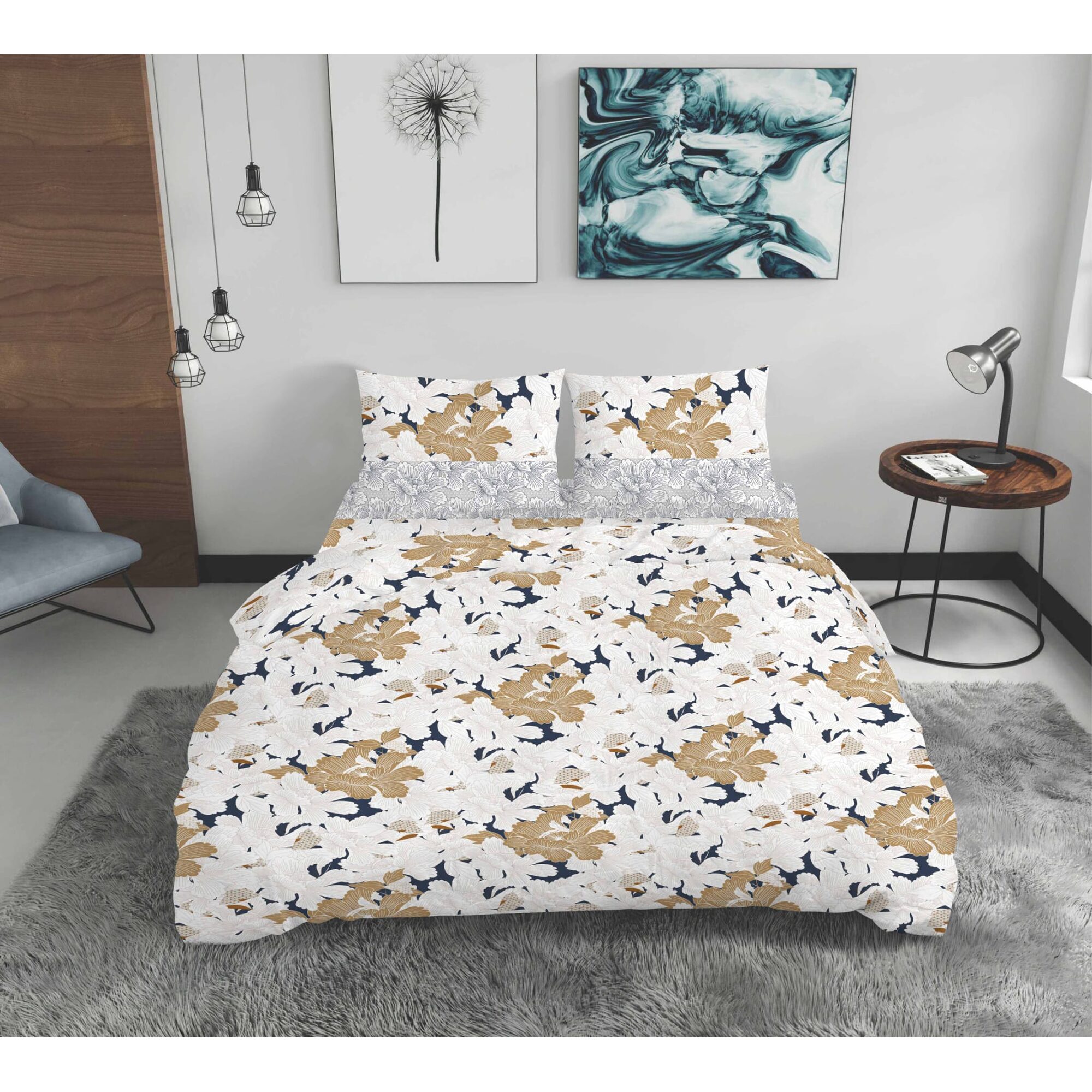 Lenjerie de pat ranforce Clasy King size, Model 15603 - imagine 2 Lenjerie de pat ranforce Clasy King size, Model 15603 - imagine 2
