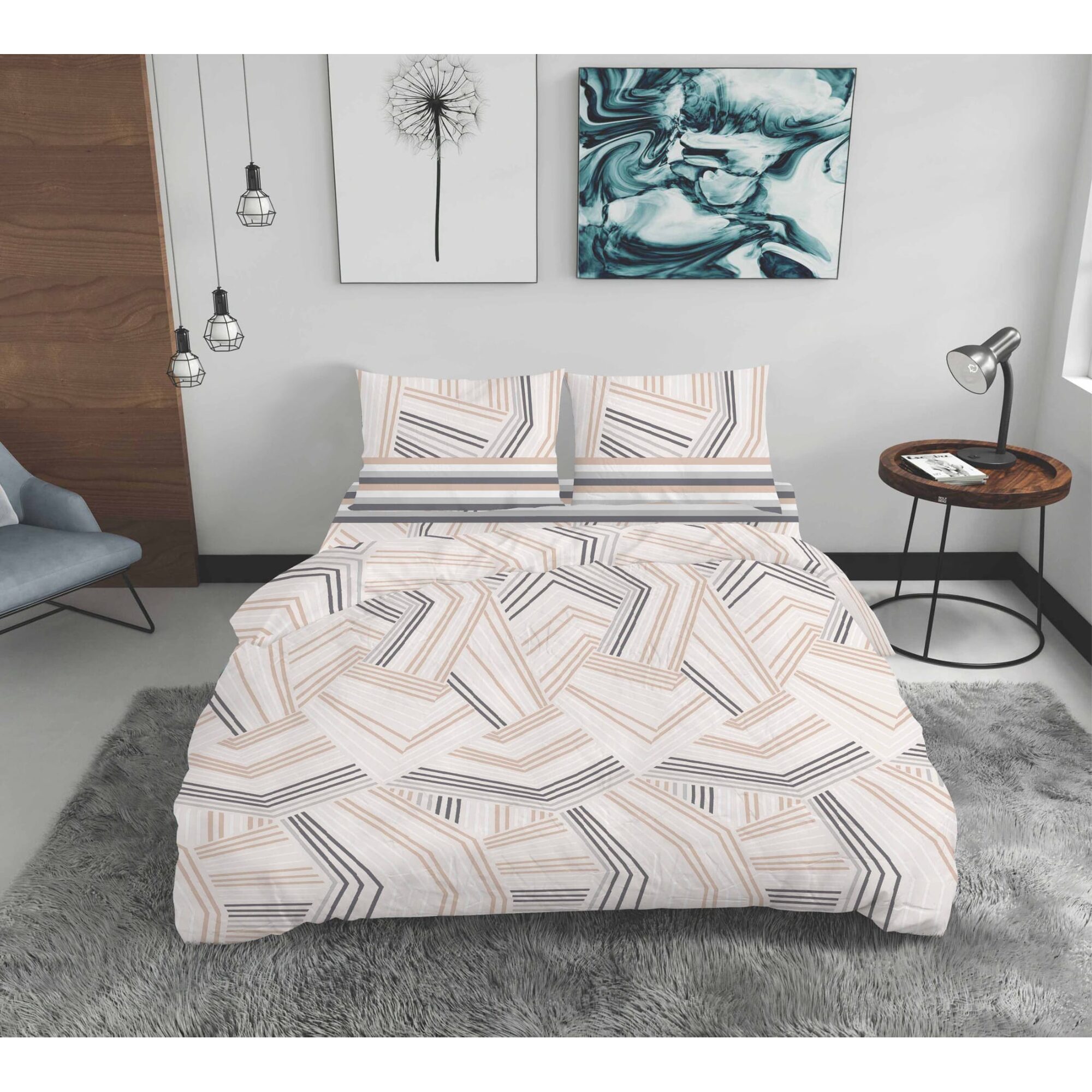 Lenjerie de pat ranforce Clasy King size, Model 15604 - imagine 2 Lenjerie de pat ranforce Clasy King size, Model 15604 - imagine 2