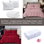 Pachet Promo – 2 Lenjerii bumbac finet Deluxe + Set 5 prosoape 100% Bumbac + Pilota + 2 Perne, Model 9233