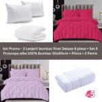 Pachet Promo – 2 Lenjerii bumbac finet Deluxe + Set 5 prosoape 100% Bumbac + Pilota + 2 Perne, Model 9236