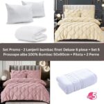 Pachet Promo – 2 Lenjerii bumbac finet Deluxe + Set 5 prosoape 100% Bumbac + Pilota + 2 Perne, Model 9239