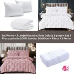 Pachet Promo – 2 Lenjerii bumbac finet Deluxe + Set 5 prosoape 100% Bumbac + Pilota + 2 Perne, Model 9242