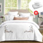 Pachet promo lenjerie de pat 100% bumbac – cu elastic – 4 piese + Pilota + 2 Perne, Model 18257