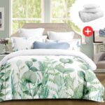 Pachet promo lenjerie de pat 100% bumbac – cu elastic – 4 piese + Pilota + 2 Perne, Model 18258