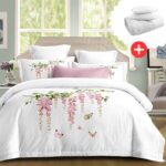 Pachet promo lenjerie de pat 100% bumbac – cu elastic – 4 piese + Pilota + 2 Perne, Model 18260