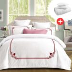 Pachet promo lenjerie de pat 100% bumbac – cu elastic – 4 piese + Pilota + 2 Perne, Model 18263
