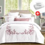Pachet promo lenjerie de pat 100% bumbac – cu elastic – 4 piese + Pilota + 2 Perne, Model 18265