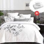 Pachet promo lenjerie de pat 100% bumbac – cu elastic – 4 piese + Pilota + 2 Perne, Model 18268