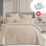 Pachet promo lenjerie de pat 100% bumbac – cu elastic – 4 piese + Pilota + 2 Perne, Model 18270