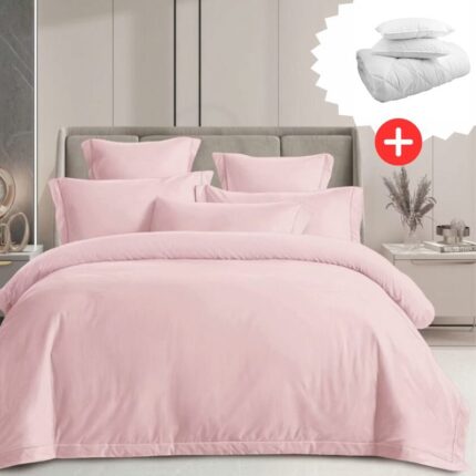 Pachet promo lenjerie de pat 100% bumbac – cu elastic – 4 piese + Pilota + 2 Perne, Model 18272