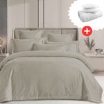 Pachet promo lenjerie de pat 100% bumbac – cu elastic – 4 piese + Pilota + 2 Perne, Model 18275