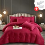 Pachet promo lenjerie de pat bumbac damasc premium cu elastic 6 piese + Pilota + 4 Perne, Model 9950