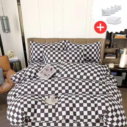 Pachet promo lenjerie de pat bumbac finet 6 piese + Pilota + 4 Perne, Model 11096 - imagine 2
