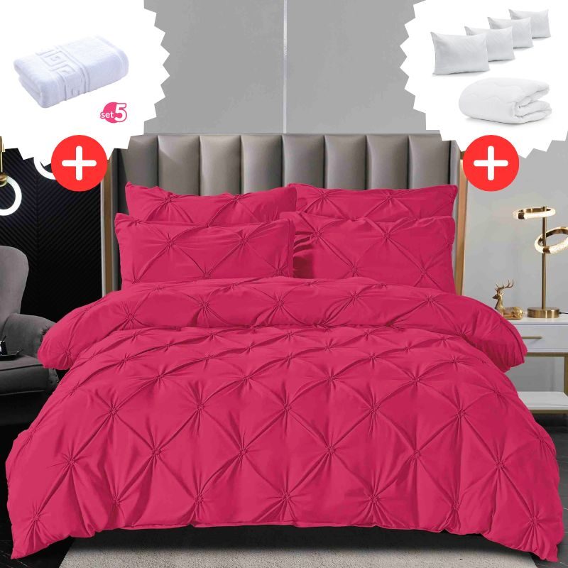Pachet Promo Lenjerie de pat bumbac finet deluxe + Set 5 prosoape 100% Bumbac + Pilota + 4 Perne, Model 9216 Pachet Promo Lenjerie de pat bumbac finet deluxe + Set 5 prosoape 100% Bumbac + Pilota + 4 Perne, Model 9216