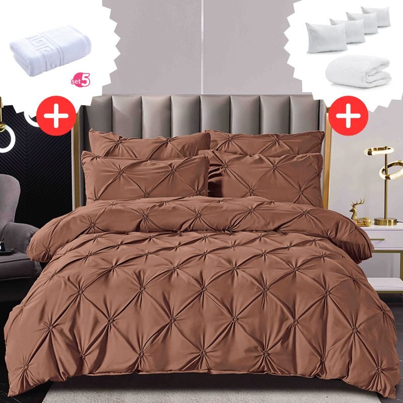 Pachet Promo Lenjerie de pat bumbac finet deluxe + Set 5 prosoape 100% Bumbac + Pilota + 4 Perne, Model 9217 Pachet Promo Lenjerie de pat bumbac finet deluxe + Set 5 prosoape 100% Bumbac + Pilota + 4 Perne, Model 9217