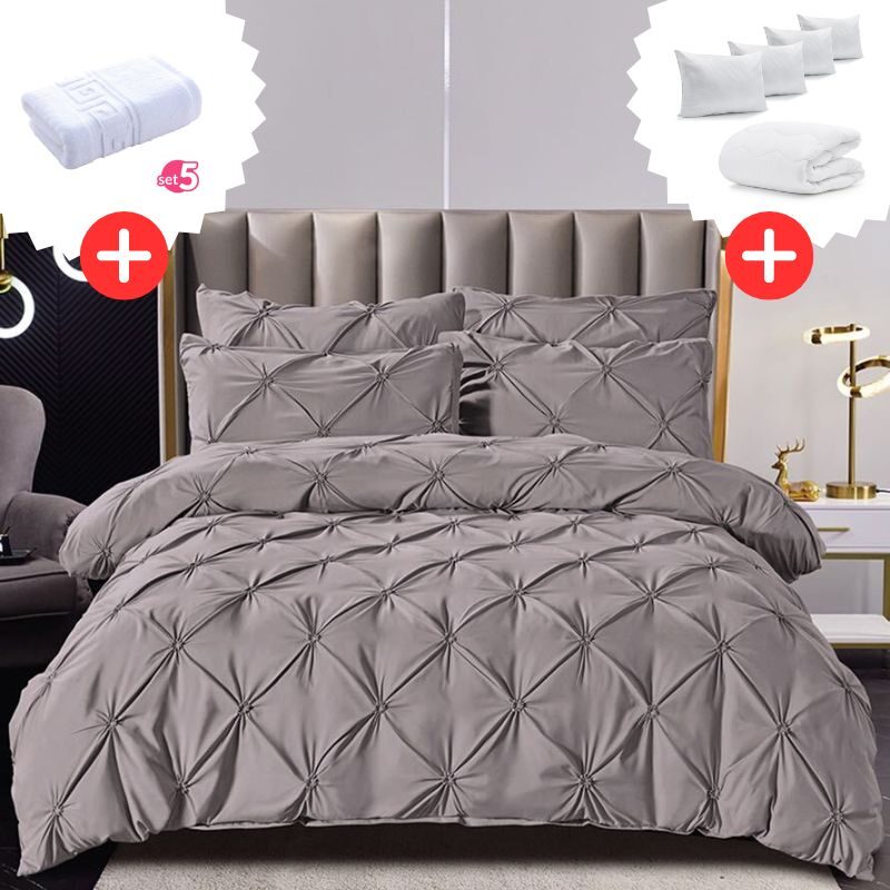 Pachet Promo Lenjerie de pat bumbac finet deluxe + Set 5 prosoape 100% Bumbac + Pilota + 4 Perne, Model 9218 Pachet Promo Lenjerie de pat bumbac finet deluxe + Set 5 prosoape 100% Bumbac + Pilota + 4 Perne, Model 9218