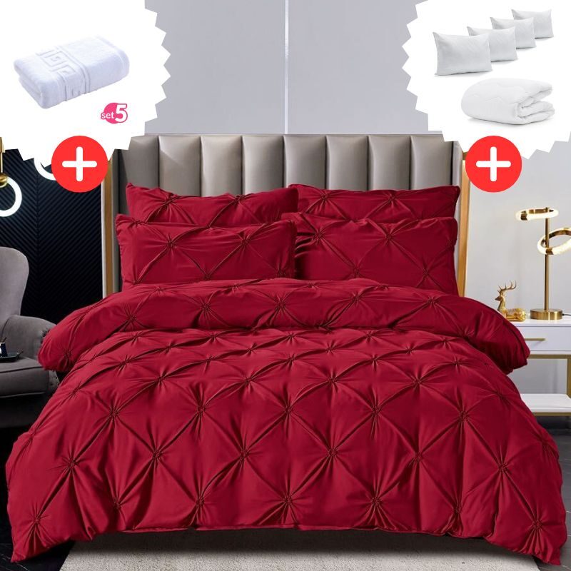 Pachet Promo Lenjerie de pat bumbac finet deluxe + Set 5 prosoape 100% Bumbac + Pilota + 4 Perne, Model 9220 Pachet Promo Lenjerie de pat bumbac finet deluxe + Set 5 prosoape 100% Bumbac + Pilota + 4 Perne, Model 9220