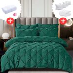 Pachet Promo Lenjerie de pat bumbac finet deluxe + Set 5 prosoape 100% Bumbac + Pilota + 4 Perne, Model 9221