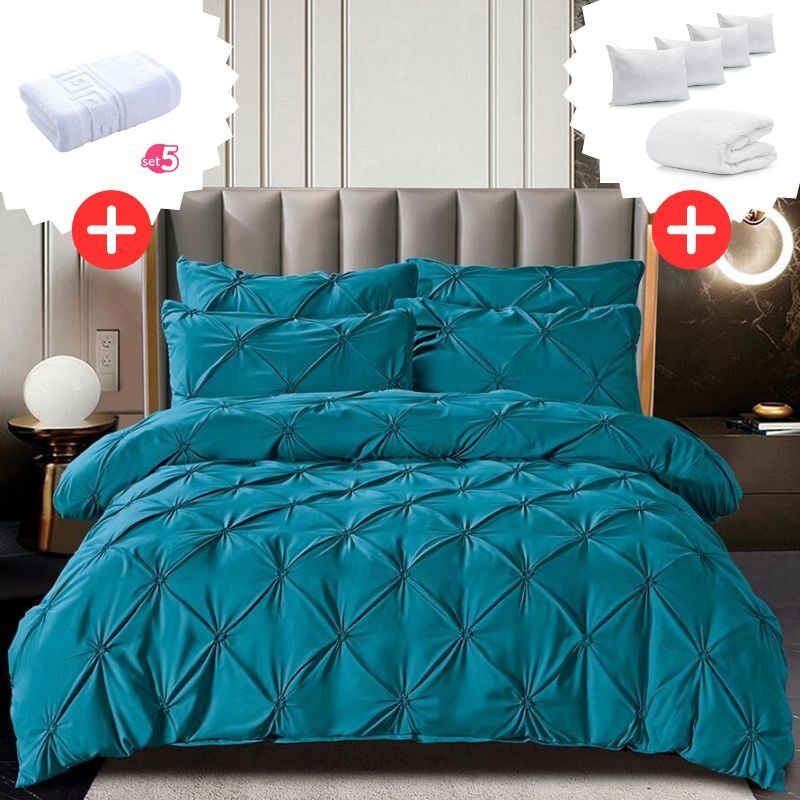 Pachet Promo Lenjerie de pat bumbac finet deluxe + Set 5 prosoape 100% Bumbac + Pilota + 4 Perne, Model 9225 Pachet Promo Lenjerie de pat bumbac finet deluxe + Set 5 prosoape 100% Bumbac + Pilota + 4 Perne, Model 9225