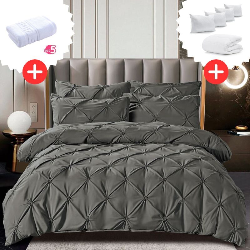 Pachet Promo Lenjerie de pat bumbac finet deluxe + Set 5 prosoape 100% Bumbac + Pilota + 4 Perne, Model 9226 Pachet Promo Lenjerie de pat bumbac finet deluxe + Set 5 prosoape 100% Bumbac + Pilota + 4 Perne, Model 9226