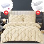 Pachet Promo Lenjerie de pat bumbac finet deluxe + Set 5 prosoape 100% Bumbac + Pilota + 4 Perne, Model 9227