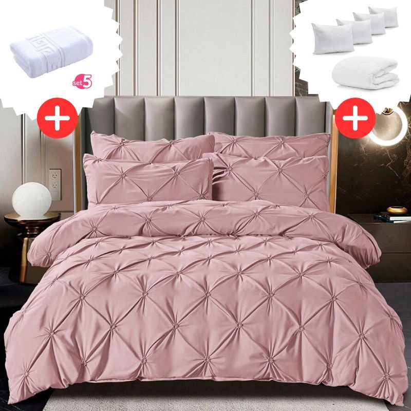 Pachet Promo Lenjerie de pat bumbac finet deluxe + Set 5 prosoape 100% Bumbac + Pilota + 4 Perne, Model 9228 Pachet Promo Lenjerie de pat bumbac finet deluxe + Set 5 prosoape 100% Bumbac + Pilota + 4 Perne, Model 9228