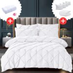 Pachet Promo Lenjerie de pat bumbac finet deluxe + Set 5 prosoape 100% Bumbac + Pilota + 4 Perne, Model 9229