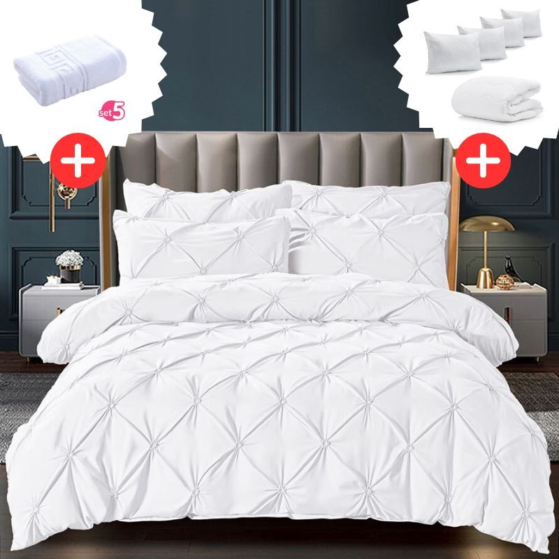 Pachet Promo Lenjerie de pat bumbac finet deluxe + Set 5 prosoape 100% Bumbac + Pilota + 4 Perne, Model 9229 Pachet Promo Lenjerie de pat bumbac finet deluxe + Set 5 prosoape 100% Bumbac + Pilota + 4 Perne, Model 9229