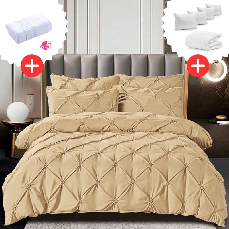 Pachet Promo Lenjerie de pat bumbac finet deluxe + Set 5 prosoape 100% Bumbac + Pilota + 4 Perne, Model 9230 Pachet Promo Lenjerie de pat bumbac finet deluxe + Set 5 prosoape 100% Bumbac + Pilota + 4 Perne, Model 9230