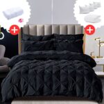 Pachet Promo Lenjerie de pat bumbac finet deluxe + Set 5 prosoape 100% Bumbac + Pilota + 4 Perne, Model 9231