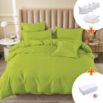 Pachet Promo Lenjerie de pat finet cu elastic + Set 5 prosoape 100% Bumbac + Pilota + 4 Perne, Model 7884