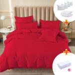 Pachet Promo Lenjerie de pat finet cu elastic + Set 5 prosoape 100% Bumbac + Pilota + 4 Perne, Model 7889