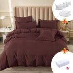 Pachet Promo Lenjerie de pat finet cu elastic + Set 5 prosoape 100% Bumbac + Pilota + 4 Perne, Model 7891