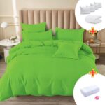 Pachet Promo Lenjerie de pat finet cu elastic + Set 5 prosoape 100% Bumbac + Pilota + 4 Perne, Model 7895