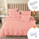 Pachet Promo Lenjerie de pat finet cu elastic + Set 5 prosoape 100% Bumbac + Pilota + 4 Perne, Model 7896
