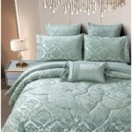 Set lenjerie de pat bumbac Jacquard + Pilota Jacquard + Perna – 7 piese, Model 10992 - imagine 3