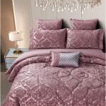 Set lenjerie de pat bumbac Jacquard + Pilota Jacquard + Perna – 7 piese, Model 10993 - imagine 3