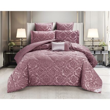 Set lenjerie de pat bumbac Jacquard + Pilota Jacquard + Perna – 7 piese, Model 10993 - imagine 5