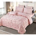 Set lenjerie de pat bumbac Jacquard + Pilota Jacquard + Perna – 7 piese, Model 10994 - imagine 2