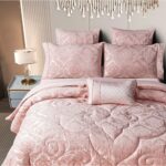 Set lenjerie de pat bumbac Jacquard + Pilota Jacquard + Perna – 7 piese, Model 10994 - imagine 3