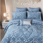 Set lenjerie de pat bumbac Jacquard + Pilota Jacquard + Perna – 7 piese, Model 10995 - imagine 3